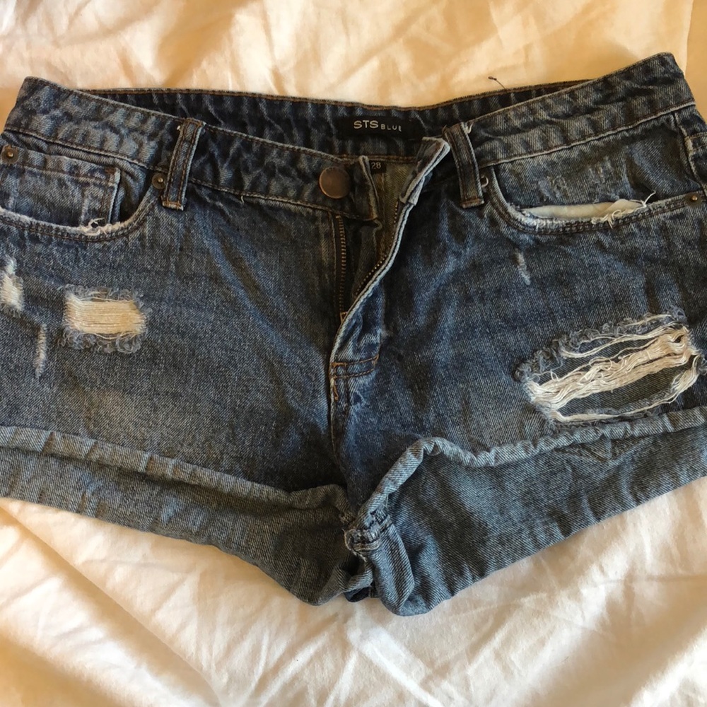 dark wash jean shorts